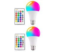 Begchy Ampoule LED réglable E27 de 15 W avec lumière d'inondation RVB multicolore de 16 couleurs et télécommande couleur