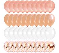 Begchy Ballons de PêChe en Latex Confettis en Or Rose, Paquet de 50 Ballons Blancs de 12 Pouces pour Les DéCorations de Remise des DiplôMes de FêTe d'anniversaire