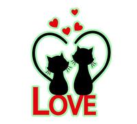 Begchy Lot de 5 autocollants muraux Amour Chaton 3D Décoration Maison Stickers DIY Décoration Chambre des enfants Autocollants qui brillent dans le noir