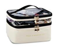 Begchy Organiseur spacieux blanc laiteux pour maquillage et soins de la peau, grand sac transparent