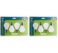 Beghelli - Ampoule LED E14 TUTTOVETRO Lumière Chaude, Sphérique 5W, 600lm, 3000K, Verre Opale, Efficace, Installation Facile, 15000 Heures, Groupe Couleur : Lumière Chaude, 4 pièces