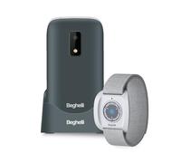 Beghelli - Kit de sauvetage pour téléphone SLV20 Plus + bracelet de téléphone personnes âgées, gsm, SOS, appel rapide, télédétection portable, grand écran, 2,8 pouces, noir