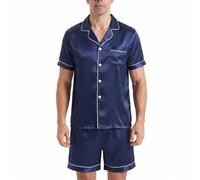 BEGIANT Ensemble Chemise Short Homme Aspect Soie Pyjama Été Léger Satiné | Confort Aspect Soie: Cet ensemble chemise short homme en satin est frais pour l'été. Pyjama léger et respirant pour relaxer