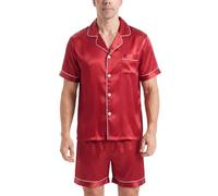 BEGIANT Ensemble Chemise Short Homme Aspect Soie Pyjama Été Léger Satiné | Confort Aspect Soie: Cet ensemble chemise short homme en satin est frais pour l'été. Pyjama léger et respirant pour relaxer