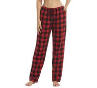 BEGIANT Lot de 1 ou 2 Pyjama Femme Hiver Pantalon de Nuit en Flanelle de Coton Doux à Carreaux avec Poches Vêtement Chaud Hiver Pyjama Long Femme Confortable,Rouge À Carreaux,M
