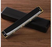 Beginner Harmonica Harmonica Vibrato 28 Trous En Do Avec Anches Bronze Phosphoreux Kit Blues Pour Débutant Étui Inclus(Black)