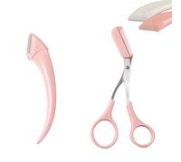 Beginner's Safety Eyebrow Razor,Stainless Steel Crescent Blade with Micro-Guard,Portable Crescent Eyebrow Makeup Trimmer, Easy Eyebrow Shaping Women Makeup Tools for Makeup Lover (1PCS-Pink)