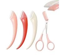 Beginner's Safety Eyebrow Razor,Stainless Steel Crescent Blade with Micro-Guard,Portable Crescent Eyebrow Makeup Trimmer, Easy Eyebrow Shaping Women Makeup Tools for Makeup Lover (3PCS-MIX)