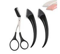 Beginner's Safety Eyebrow Razor,Stainless Steel Crescent Blade with Micro-Guard,Portable Crescent Eyebrow Makeup Trimmer, Easy Eyebrow Shaping Women Makeup Tools for Makeup Lover (2PCS-Black)
