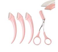 Beginner's Safety Eyebrow Razor,Stainless Steel Crescent Blade with Micro-Guard,Portable Crescent Eyebrow Makeup Trimmer, Easy Eyebrow Shaping Women Makeup Tools for Makeup Lover (3PCS-Pink)