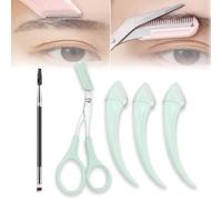 Beginner's Safety Eyebrow Razor - Stainless Steel Crescent Blade with Micro-Guard, Portable Curved Makeup Trimmer, Eyebrow Trimming Tool Set, Achieve Perfect Brows Easily (5PCS-E)