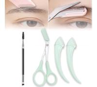 Beginner's Safety Eyebrow Razor - Stainless Steel Crescent Blade with Micro-Guard, Portable Curved Makeup Trimmer, Eyebrow Trimming Tool Set, Achieve Perfect Brows Easily (4PCS-E)