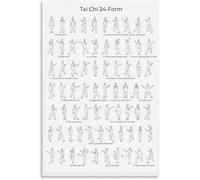 Beginners Tai Chi Poster 42 Form Complete Movement Chart Instructional Reference for Home Practice Studio Meditation Room Wall Decor(Unframed,08x12inch(20x30cm))