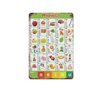 Beginning Sounds ABC Chart Vintage Tin Sign Preschool Learning Educational Wall Art Poster for Toddler Classroom 8 X 12 in