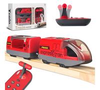 Beginreally Jouet de Train électrique pour Rails en Bois, télécommande avec 4 Effets sonores et Effets de lumière, pour Enfants de 3, 4, 5, 6 Ans et Plus, Compatible avec Thomas, Brio, Chuggington