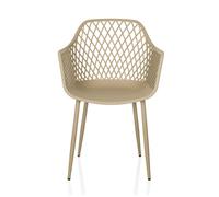 hjh LIVING Chaise Coque avec accoudoirs, résistante aux intempéries BEGIO L Chaise en Plastique in- et Outdoor pour Jardin, terrasse ou Salle à Manger, Beige
