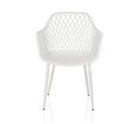 hjh LIVING Chaise Coque avec accoudoirs, résistante aux intempéries BEGIO L Chaise en Plastique in- et Outdoor pour Jardin, terrasse ou Salle à Manger, Blanc