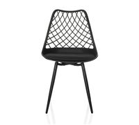 hjh LIVING Chaise à Coque avec Coussin, résistante aux intempéries BEGIO S Coque en Plastique, Pieds en Fer, Chaise d'intérieur et d'extérieur pour Jardin, terrasse ou Salle à Manger, Noir