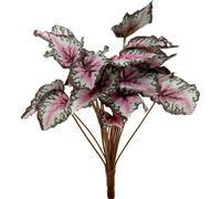 Bégonia artificiel Vert Violet 34cm - Plante décorative Arrangement funéraire Tissu de soie