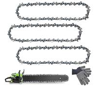 Begonia Lot de 3 chaînes de tronçonneuse 3/8" LP 35 cm, 52 maillons d'entraînement de 1,3 mm à faible rebond avec 2 gants, chaîne de rechange pour tronçonneuse compatible avec Makita, Oregon, Einhell