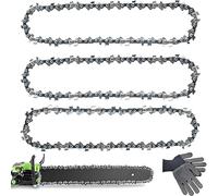 Begonia Lot de 3 chaînes de tronçonneuse 40 cm 3/8" LP, 59 maillons d'entraînement de 1,3 mm, à faible rebond, avec 2 gants, chaîne de rechange pour tronçonneuse Oregon, Einhell GH-EC1835, Dolmar