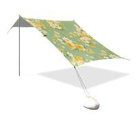 Begonia Tente de plage et auvent UPF50 + facile à installer avec poteaux robustes, sacs de sable et pelle pour le camping, la pêche, le plaisir du jardin