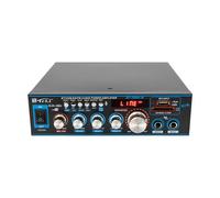 Begoniape Amplificateur HiFi Bluetooth stéréo Radio Amplificateur Mini HiFi FM Récepteur avec télécommande Amplificateur complet 2 canaux 400 W AC 220 V / DC12 V Deux ports microphone Batterie CR2052