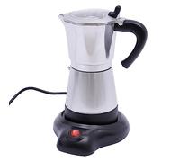 Begoniape Cafetière à expresso électrique, 300 ml, 480 W, pour 6 tasses à expresso, avec base, buse anti-goutte, casseroles moka, argent