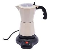 Begoniape Cafetière à expresso électrique 300 ml 480 W pour 6 tasses à expresso, machine à expresso avec base, buse anti-gouttes, casseroles moka, blanc crème