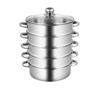 Begoniape Cuiseur vapeur à 5 couches - Grille vapeur à induction - Design à 5 couches - En acier inoxydable - Avec couvercle en verre