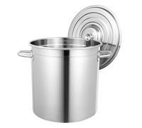 Begoniape Marmite en acier inoxydable de 35 l - Faitout 35 l - Grande casserole avec fond épais - Fond plat - Couvercle rainuré antidérapant - 35 cm x 36 cm - Grande casserole - Polissage fin