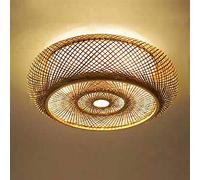 Begoniape Plafonnier rétro en bambou - 3 lumières - Style bohème - Tissé à la main - 50 x 16 cm - Suspension en rotin - Pour LED/ampoule/lampe fluorescente