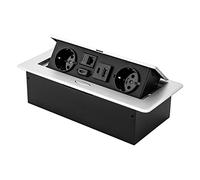 Begoniape Prise de table escamotable, en alliage d'aluminium, multiprise avec 2 EU, USB-A+C, LAN, HDMI, plusieurs fonctions de protection, multiprise 16 A