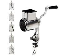 Begoniape Râpe à fromage multifonctionnelle, râpe à tambour en acier inoxydable avec 5 lames de tambour, coupe-légumes manuel, râpe rotative pour concombres, légumes, pain, fromage