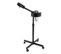 Begoniape Vaporisateur facial 2 en 1 avec tige rétractable et buse à 360° pour sauna facial - Lampe loupe pour salon de spa - Noir