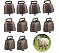 Begpoee 10 Pièces Cloches de Vache Artisanales, Petites Cloches de Vache Vintage, Cloches de Chèvre, 35 x 24 x 37 mm, Pour Bovins, Vaches, Chevaux, Moutons(5 x Bronze Rouge + 5 x Bronze Vert)