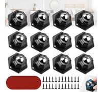 Begpoee 12 Pièces Petites Roulettes à Billes à 360 °, Petites Roulettes à Billes pour Meubles, Mini Roulettes Auto-Adhésives, Pour Tables, Tables de Chevet, Poubelles, Boîtes(Noir, 3,7 x 2,3 cm)