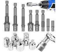 Begpoee 14 Stück Socket Adaptor Converter Set, Adaptateur De Douille pour Cliquets, Adaptateur Douille Visseuse Cle a Choc Cliquet 1/2" 3/8" 1/4", Aux Perceuses Électriques Et Aux Clés Manuelles