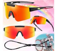 Begpoee Lunettes De Cyclisme, Cyclisme Lunettes De Sport Miroir, Sport Lunettes De Soleil Hommes Femmes, Lunettes De Vélo Ajustables, Lunette Velo Route, Bike Goggles, Pour Courir Et Pêcher