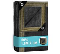 BeGrit 1,8m x 3m Filet Protection Solaire 50% à Abat-Jour en Maille résistante pour Bloquer Les Rayons UV Noir pour Plantes de Jardin des Fleurs Serre Grange ou Chenil Toit Couvre