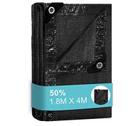 BeGrit 1,8m x 4m Filet Protection Solaire 50% à Abat-Jour en Maille résistante pour Bloquer Les Rayons UV Noir pour Plantes de Jardin des Fleurs Serre Grange ou Chenil Toit Couvre