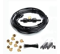 BeGrit 9M Système de Brumisation Système De Refroidissement, Kit de Tuyau Brumisateur Extérieur Tuyau d'arrosage avec 6 buses de brouillard galvanisé en laiton pour terrasse, Jardin