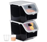 Behälter für Gemüse und Obst mit Deckel, schwarz, 12 l, 2 Stück