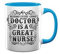 Behind Every Good Doctor is A Great Nurse Tasse en céramique Bleu clair