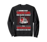 Behind Every Truck Girl is A Trucker Dad Funny Trucking Sweatshirt