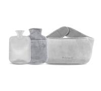 Behiruch 3 en 1 Bouillotte eau Chaude, 1.2 L Bouillotte Ceinture | avec Housse en Peluche Douce, Regles Douloureuses, Bouillotte Peluche Ventre pour Chauffe Main Ventre Cou (Gris)