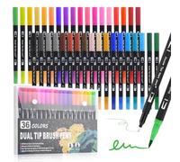 Behiruch 36 Couleurs Feutres Coloriage Adulte, Double Pointe Feutre Aquarelle (Fine & Pinceau) avec Malette pour Dessin, Croquis, Coloriage, Manga et Calligraphie