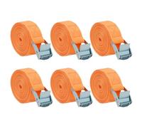 Behiruch 6 Sangles d'Arrimage, 2,5 m x 25 mm Sangle de Serrage, Boucle de Serrage avec Boucle de Fermeture, Sangles de Réglable Tension, pour Moto, Porte Vélo, Charge Maximale 250 kg(Orange)