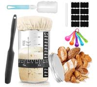 Behiruch 730 ML Kit de Démarrage au Levain, Kit Levain, Panier de Fermentation pour Pain, avec couvercle en aluminium, bande de température, toile de fermentation, bande d'alimentation datée