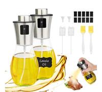 Behiruch Lot de 2 pulvérisateurs d'huile pour huile alimentaire, en verre, 2 x 200 ml, vaporisateur d'huile pour la cuisson, vaporisateur d'huile d'olive pour friteuse à air chaud, Airfryer